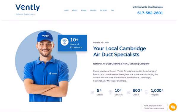 Vently Air Web Design