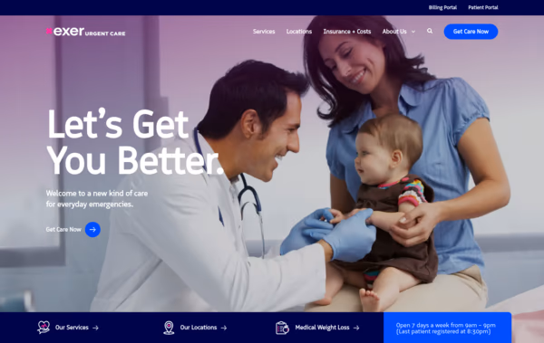 Exer Urgent Care Web Design
