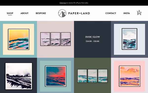 Paper + Land  Web Design