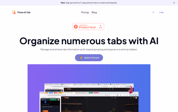 Phew AI Tab Web Design