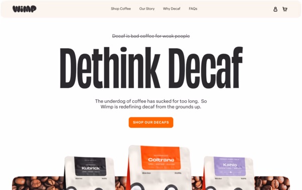 Wimp Decaf Web Design