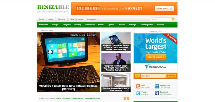 Resizable: Responsive magazine theme for Wordpress