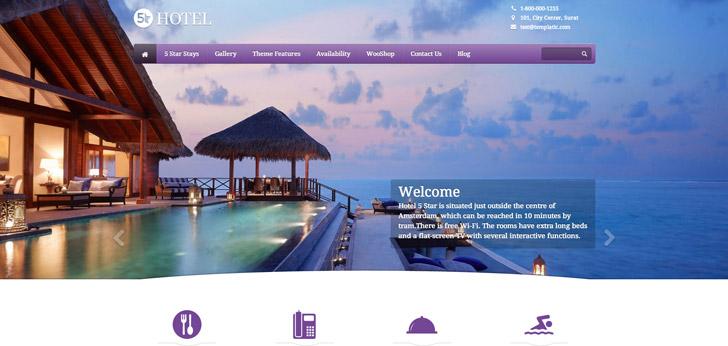 5 Star: Hotel showcase and management responsive Wordpress Theme